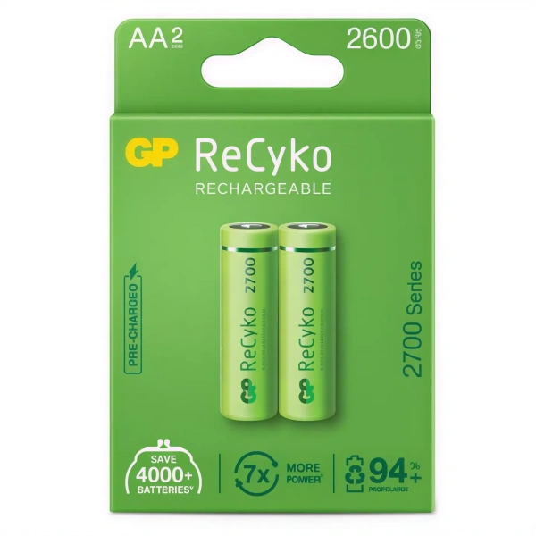 GP ReCyko 2700 Serisi NiMH AA Kalem Boy 2li Şarjlı Pil