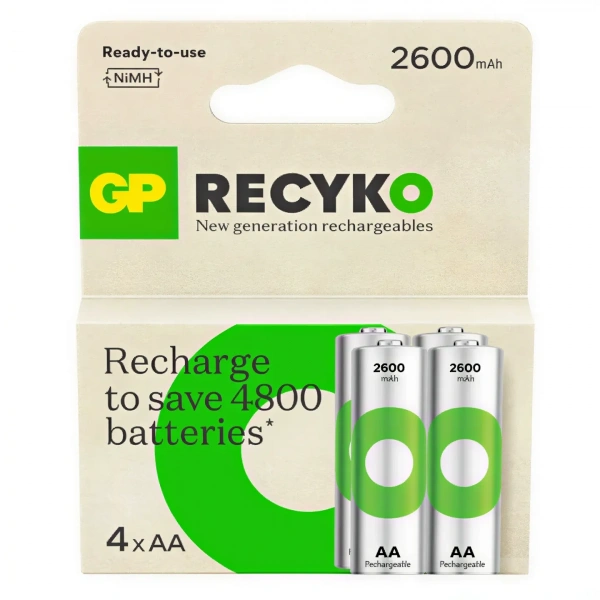 GP ReCyko 2700 Serisi NiMH AA Kalem Boy 4lü Şarjlı Pil