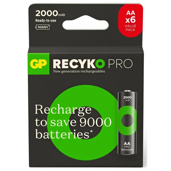 GP ReCyko Pro Serisi NiMH AA Kalem Boy 6lı Şarjlı Pil