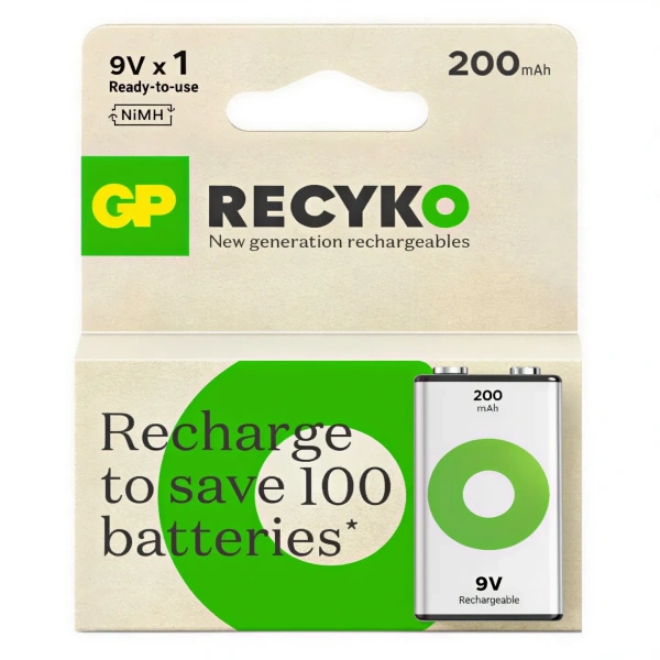 GP ReCyko 9V 200 mAh NiMH Blok Şarjlı Pil