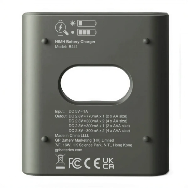 GP B441 USB Pil Şarj Cihazı + 4 Adet 2600mAh AA Şarjlı Pil Seti