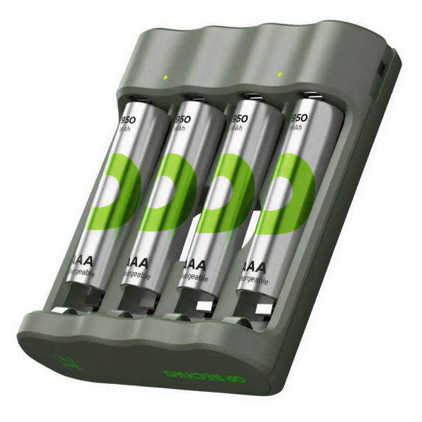 GP B441 USB Pil Şarj Cihazı + 4 Adet 950mAh AAA Şarjlı Pil Seti