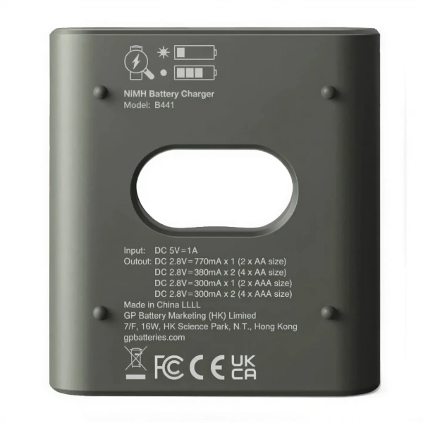 GP B441 USB Pil Şarj Cihazı + 4 Adet 950mAh AAA Şarjlı Pil Seti
