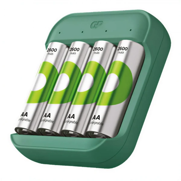 GP B423 USB Pil Şarj Cihazı + 4 Adet 2600mAh AA Şarjlı Pil Seti