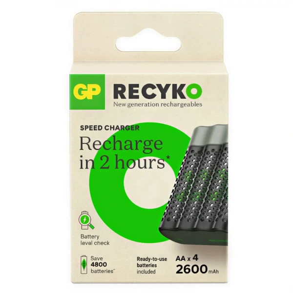 GP M452 USB Pil Şarj Cihazı + 4 Adet 2600mAh AA Şarjlı Pil Seti