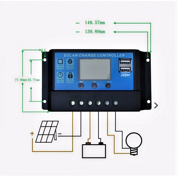 30A 12V-24V PWM Solar Panel Akü Şarj Kontrol Cihazı