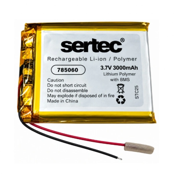 Sertec 785060 3.7V 3000mAh Devreli Li-Polymer Pil – 1.5A