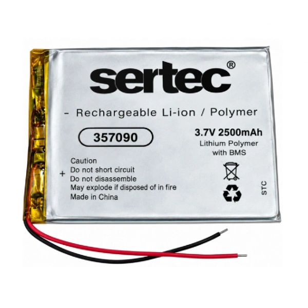 Sertec 357090 3.7V 2500mAh Devreli Li-Polymer Pil – 1.5A