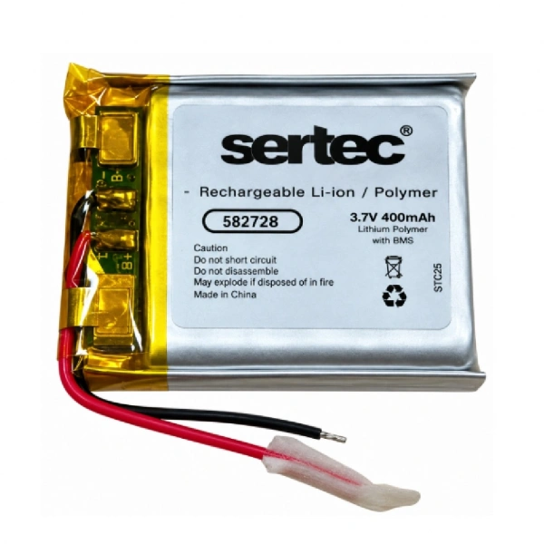 Sertec 582728 3.7V 400mAh Devreli Li-Polymer Pil – 1.5A