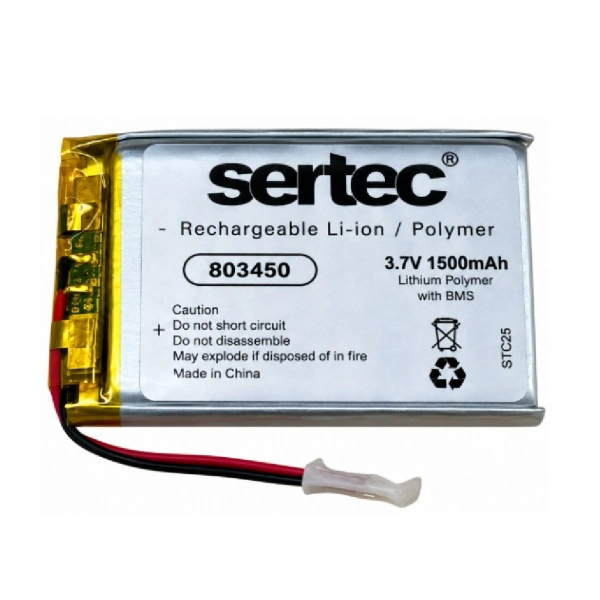 Sertec 803450 3.7V 1500mAh Devreli Li-Polymer Pil – 1.5A