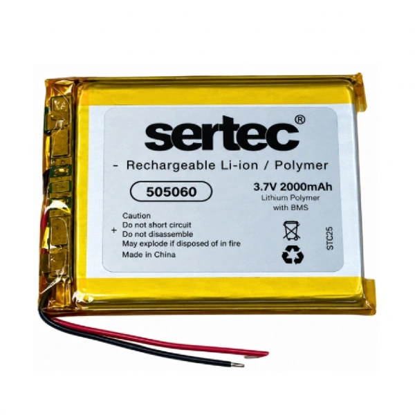 Sertec 505060 3.7V 2000mAh Devreli Li-Polymer Pil – 1.5A