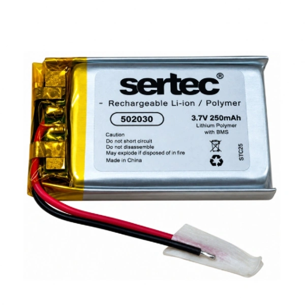 Sertec 502030 3.7V 250mAh Devreli Li-Polymer Pil – 1.5A