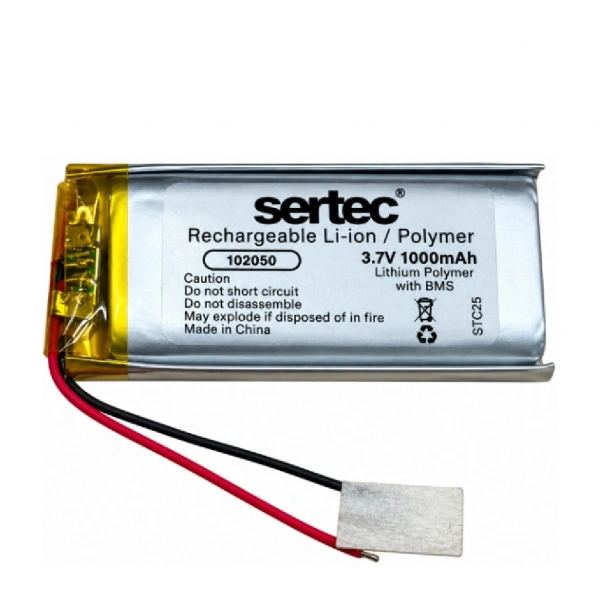 Sertec 102050 3.7V 1000mAh Devreli Li-Polymer Pil – 1.5A