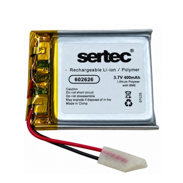 Sertec 602626 3.7V 400mAh Devreli Li-Polymer Pil – 1.5A