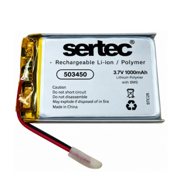 Sertec 503450 3.7V 1000mAh Devreli Li-Polymer Pil – 1.5A