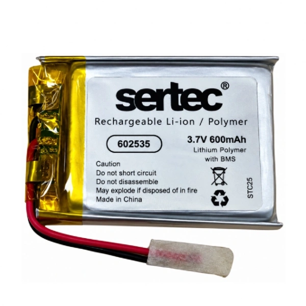 Sertec 602535 3.7V 600mAh Devreli Li-Polymer Pil – 1.5A