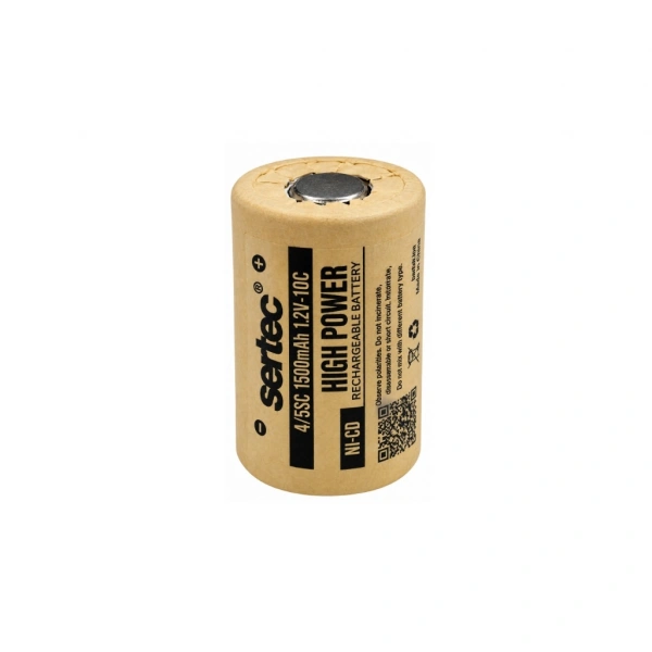 Sertec 4/5 SC 1.2V 1500mAh 10C Kağıt Kaplı Ni-Cd Düz Kafa Şarjlı Pil