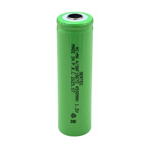 Sertec 18670 4/3AF 1.2V 4500mAh Ni-MH Düz Kafa Şarjlı Pil
