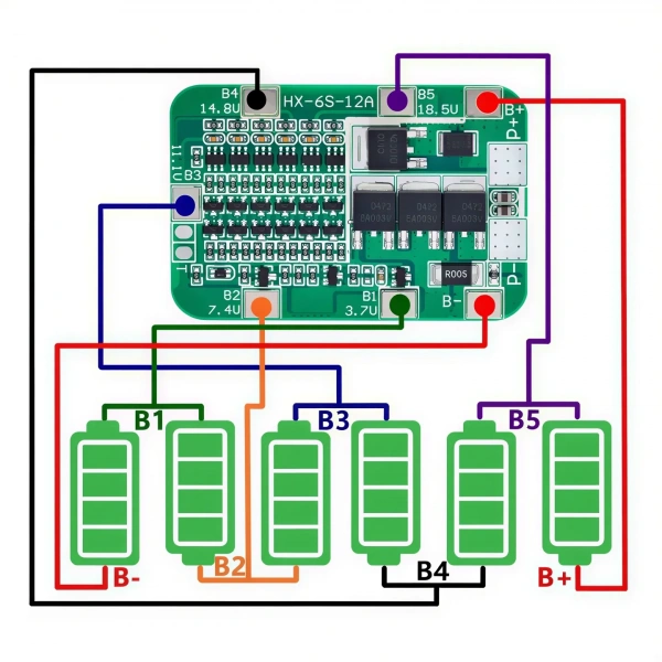 6S 15A 22.2V Li-ion Li-Po BMS Batarya Koruma Devresi