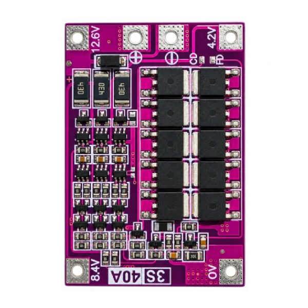 Creatall 3S 40A Balanslı Li-ion Li-Po BMS Batarya Koruma Devresi - Mor PCB