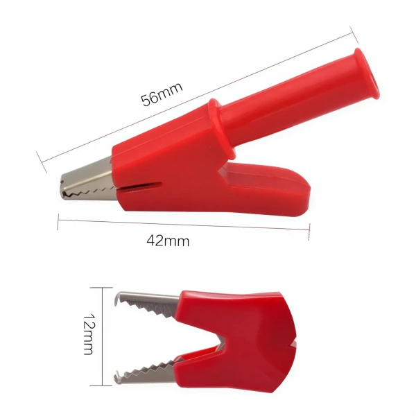 IC-243A WD1096 4 mm Banana Jak Girişli Krokodil Klips Seti - Kırmızı ve Siyah
