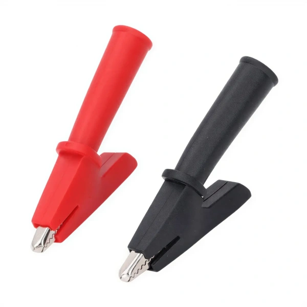 IC-243A WD1096 4 mm Banana Jak Girişli Krokodil Klips Seti - Kırmızı ve Siyah