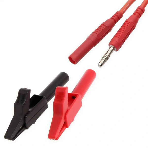 IC-243B 4 mm Banana Jak Girişli 55 mm Krokodil Klips Seti - Kırmızı ve Siyah