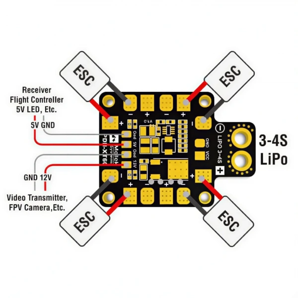 Matek PDB-XT60 5V ve 12V BECli ESC Güç Dağıtım Kartı
