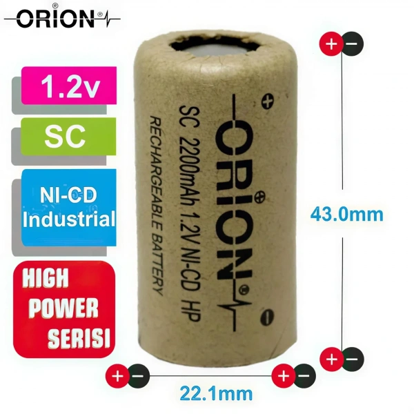 Orion 1.2V Ni-Cd SC 2200mAh 10C Şarj Edilebilir Pil - HP