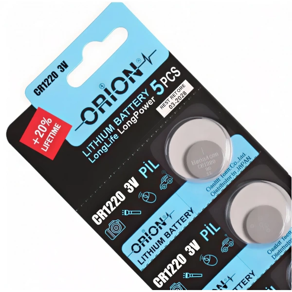 Orion CR1220 3V Lityum Düğme Pil 5li Kart