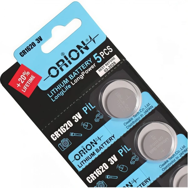 Orion CR1620 3V Lityum Düğme Pil 5li Kart