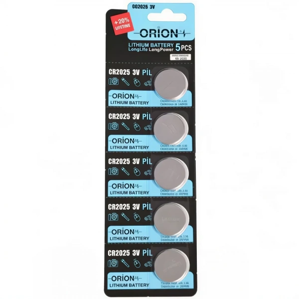 Orion CR2025 3V Lityum Düğme Pil 5li Kart