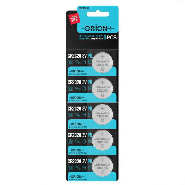 Orion CR2320 3V Lityum Düğme Pil 5li Kart