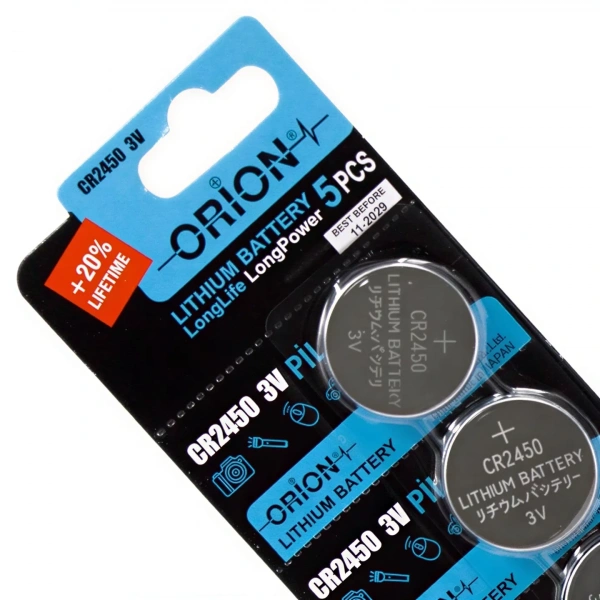 Orion CR2450 3V Lityum Düğme Pil 5li Kart