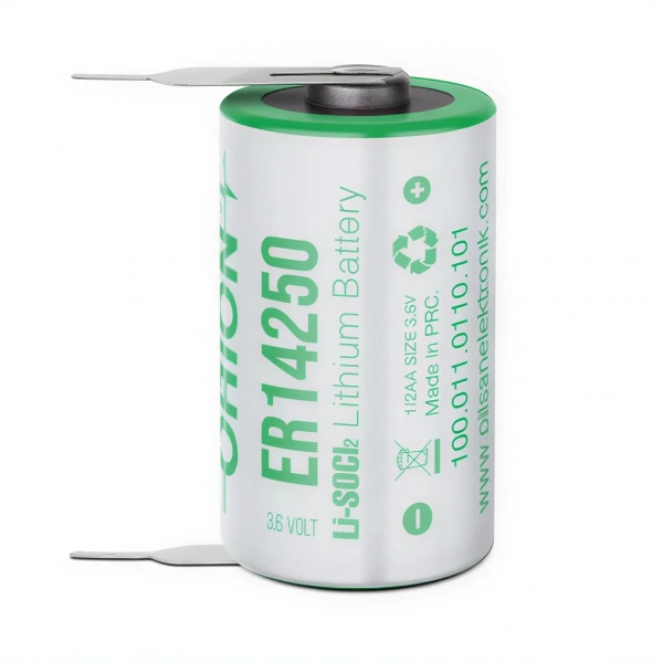 Orion ER14250 H 3.6V Li-SOCl₂ 1/2 AA Lityum Kısa Kalem Pil - 2 Pinli