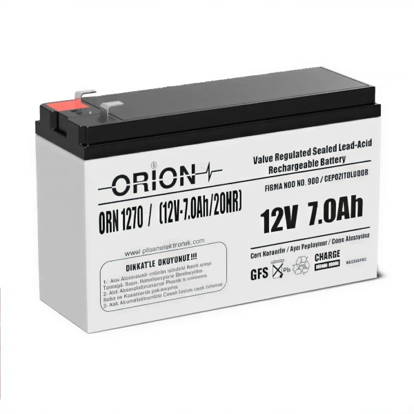 Orion ORN1270 T2 12V 7Ah Bakımsız Kuru Akü (Geniş Soket)