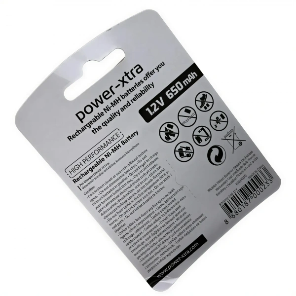 Power-Xtra 1.2V 650 mAh Ni-MH AAA Şarjlı İnce Kalem Pil - 2li Paket