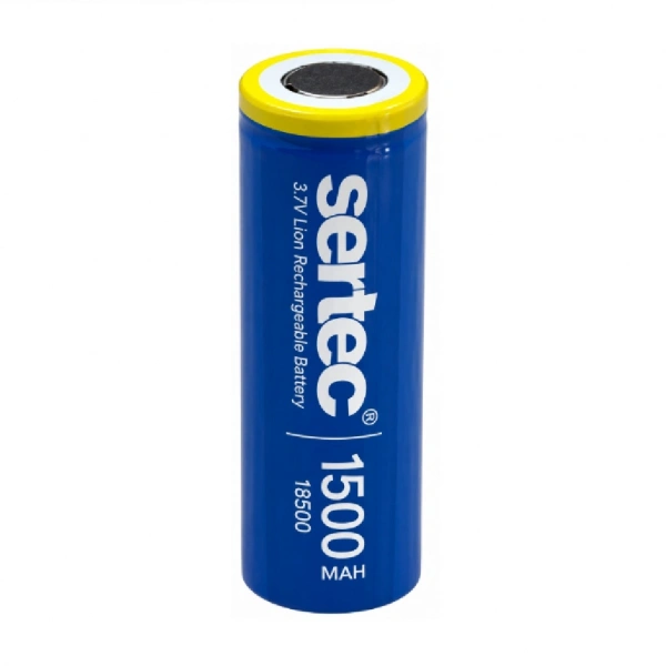 Sertec 18500 3.7V 1500mAh 1C Li-ion Düz Kafa Şarjlı Pil