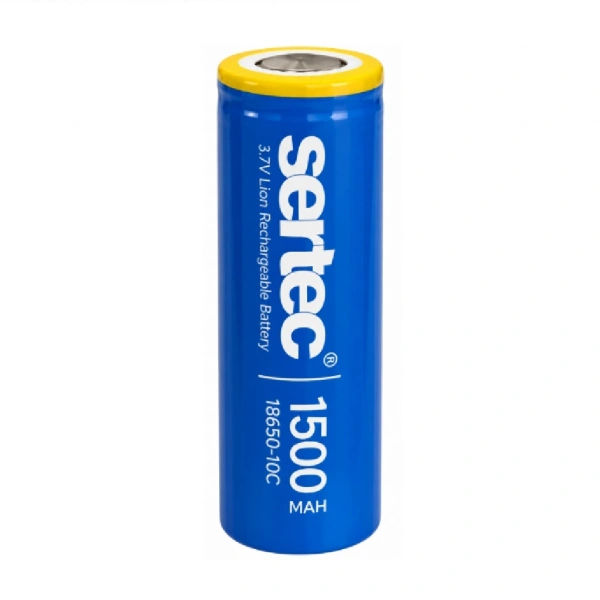 Sertec 18500 3.7V 1500mAh 10C Li-ion Düz Kafa Şarjlı Pil