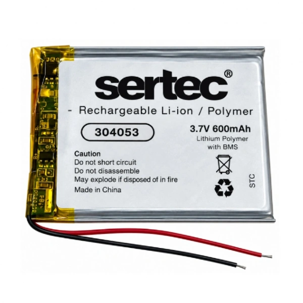Sertec 304053 3.7V 600mAh Devreli Li-Polymer Pil – 1.5A