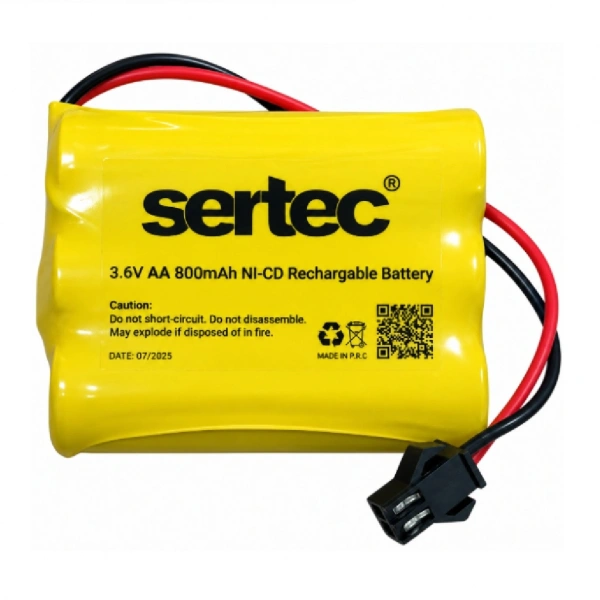 Sertec 3S1P AA 3.6V 800mAh Ni-Cd Şarjlı Oyuncak Pili - Kablolu - Siyah Konnektörlü