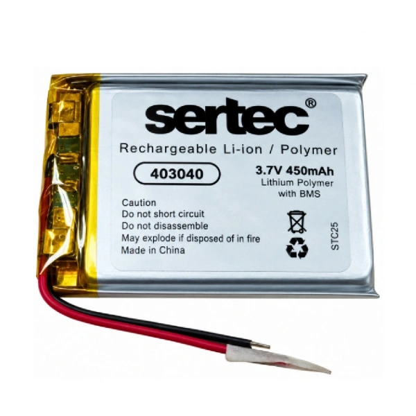 Sertec 403040 3.7V 450mAh Devreli Li-Polymer Pil – 1.5A