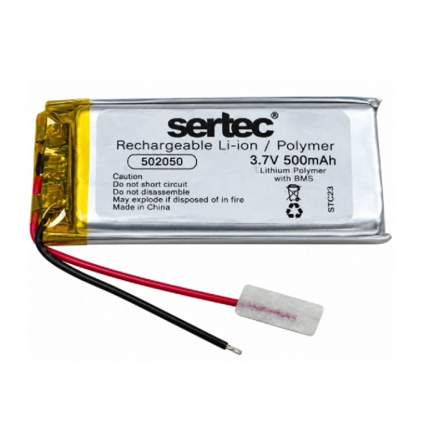 Sertec 502050 3.7V 500mAh Devreli Li-Polymer Pil – 1.5A
