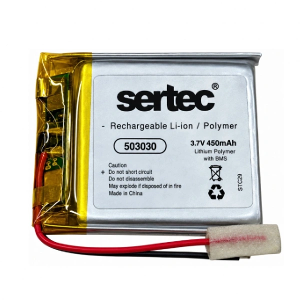 Sertec 503030 3.7V 450mAh Devreli Li-Polymer Pil – 1.5A