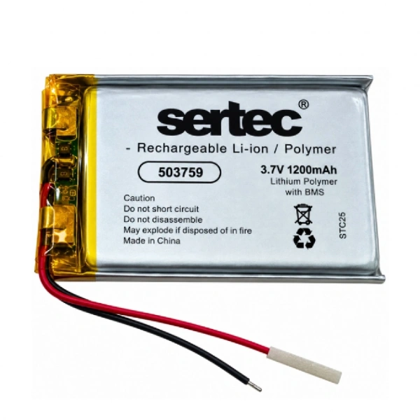 Sertec 503759 3.7V 1200mAh Devreli Li-Polymer Pil – 1.5A