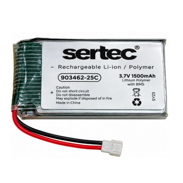 Sertec 903462 3.7V 1500mAh 25C Devreli Li-Polymer Pil – Beyaz Soketli