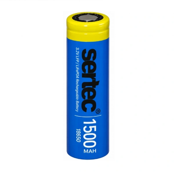 Sertec IFR18650 3.2V 1500mAh LiFePO4 Düz Kafa Şarjlı Pil
