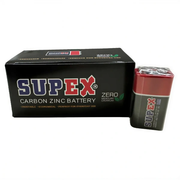 Supex 6F22 9V Çinko Karbon Pil 12li Kutu