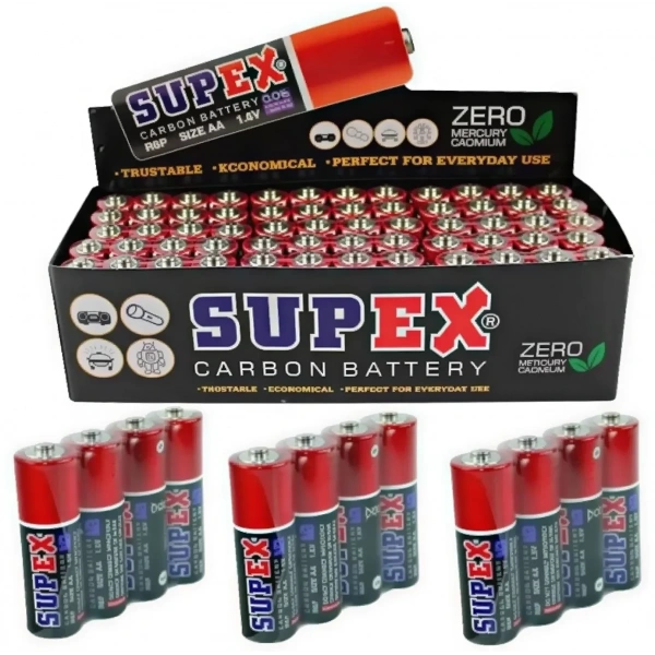 Supex R03 AAA 1.5V Çinko Karbon İnce Kalem Pil 60lı Kutu