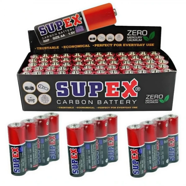 Supex R6 AA 1.5V Çinko Karbon Kalem Pil 60lı Kutu